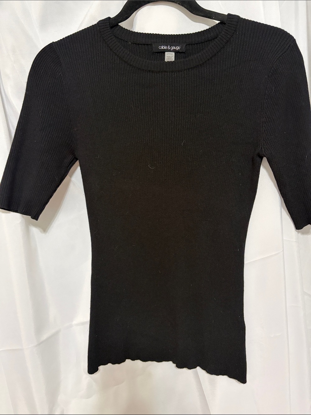 Cable & Gauge Black Ribbed Short Sleeve Crew Top